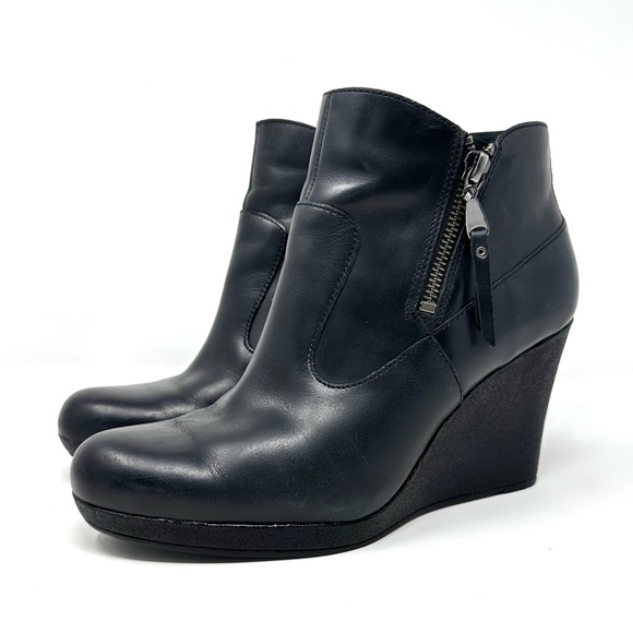 UGG Australia Meredith Womens Black Leather Wedge Ankle Boots - Picture 8 of 13